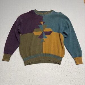 Structure Colorblock Crew Neck Sweater Size Large 90s Y2K